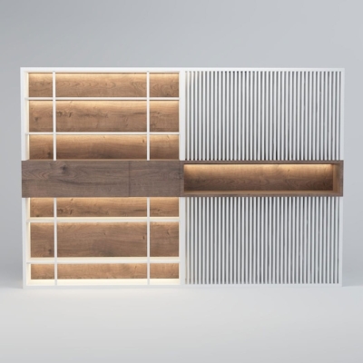 Tủ giám đốc hiện đại kết hợp gỗ và nan, tối ưu công năng DKTGD49