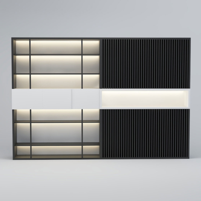 Tủ giám đốc hiện đại kết hợp gỗ và nan, tối ưu công năng DKTGD49