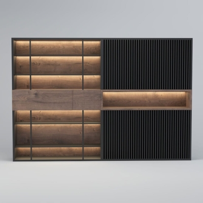 Tủ giám đốc hiện đại kết hợp gỗ và nan, tối ưu công năng DKTGD49