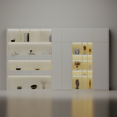 Tủ giám đốc hiện đại khoang mở kết hợp đèn LED tiện ích DKTGD55