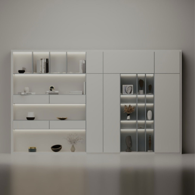 Tủ giám đốc hiện đại khoang mở kết hợp đèn LED tiện ích DKTGD55