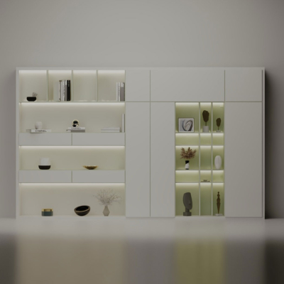 Tủ giám đốc hiện đại khoang mở kết hợp đèn LED tiện ích DKTGD55