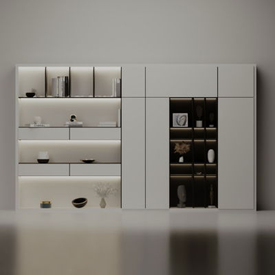 Tủ giám đốc hiện đại khoang mở kết hợp đèn LED tiện ích DKTGD55