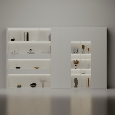 Tủ giám đốc hiện đại khoang mở kết hợp đèn LED tiện ích DKTGD55