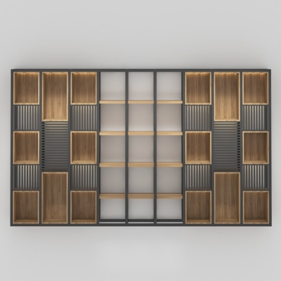 Tủ giám đốc khung sắt kết hợp nan gỗ trang trí độc đáo DKTGD68