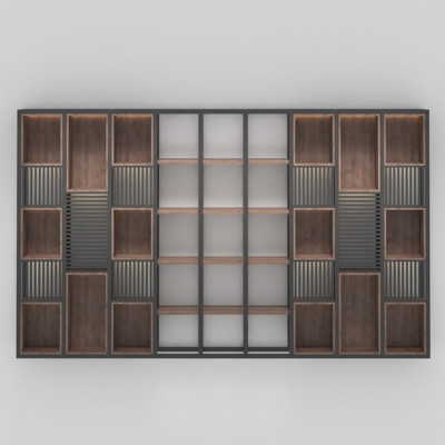 Tủ giám đốc khung sắt kết hợp nan gỗ trang trí độc đáo DKTGD68