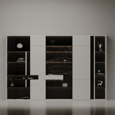 Tủ giám đốc cao cấp kết hợp ốp đá vân mây, tối ưu không gian DKTGD69