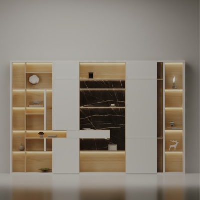 Tủ giám đốc cao cấp kết hợp ốp đá vân mây, tối ưu không gian DKTGD69