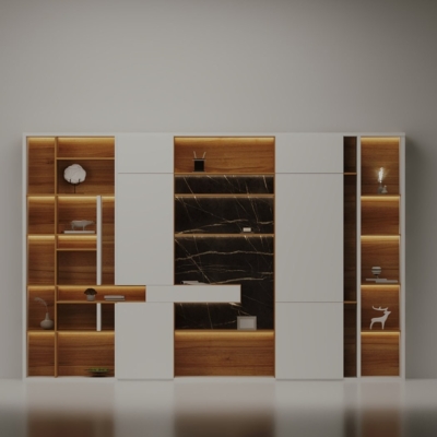 Tủ giám đốc cao cấp kết hợp ốp đá vân mây, tối ưu không gian DKTGD69