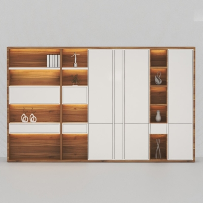 Tủ giám đốc cao cấp kết hợp cánh kín và khoang mở có đèn LED DKTGD72