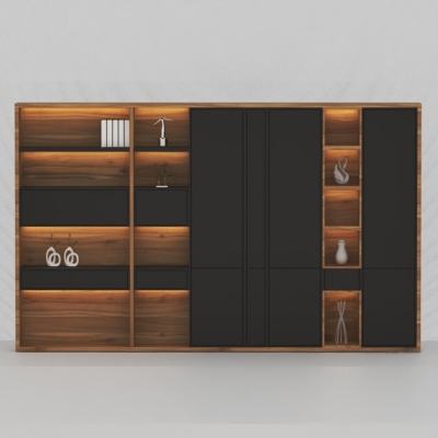 Tủ giám đốc cao cấp kết hợp cánh kín và khoang mở có đèn LED DKTGD72