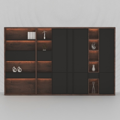 Tủ giám đốc cao cấp kết hợp cánh kín và khoang mở có đèn LED DKTGD72