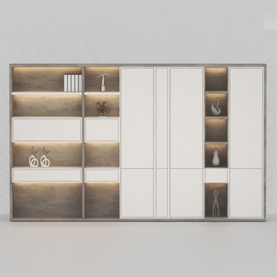 Tủ giám đốc cao cấp kết hợp cánh kín và khoang mở có đèn LED DKTGD72