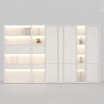 Tủ giám đốc cao cấp kết hợp cánh kín và khoang mở có đèn LED DKTGD72