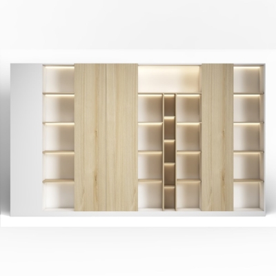 Tủ giám đốc cao cấp kết hợp cánh kín, khoang mở có đèn LED DKTGD80