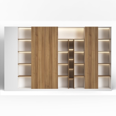 Tủ giám đốc cao cấp kết hợp cánh kín, khoang mở có đèn LED DKTGD80