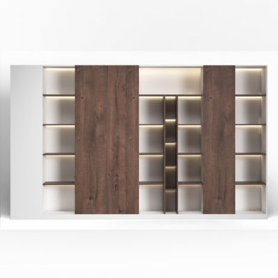 Tủ giám đốc cao cấp kết hợp cánh kín, khoang mở có đèn LED DKTGD80