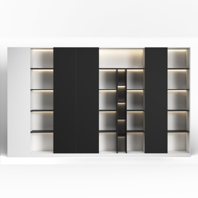 Tủ giám đốc cao cấp kết hợp cánh kín, khoang mở có đèn LED DKTGD80