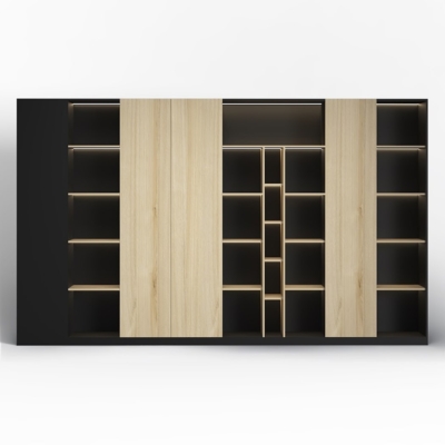 Tủ giám đốc cao cấp kết hợp cánh kín, khoang mở có đèn LED DKTGD80