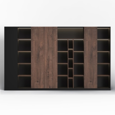 Tủ giám đốc cao cấp kết hợp cánh kín, khoang mở có đèn LED DKTGD80