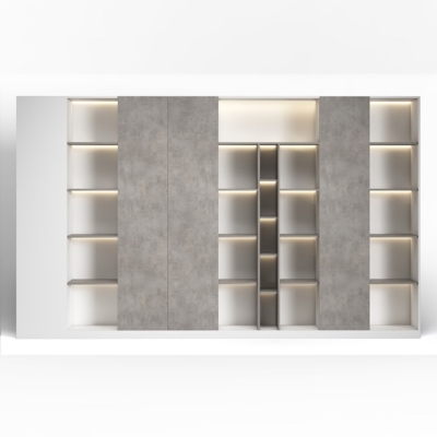 Tủ giám đốc cao cấp kết hợp cánh kín, khoang mở có đèn LED DKTGD80