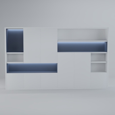 Tủ giám đốc hiện đại màu trắng có đèn LED sang trọng DKTGD81