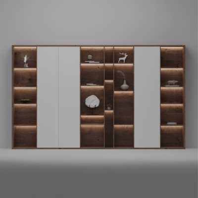 Tủ giám đốc cao cấp cánh kín kết hợp khoang mở trang trí DKTGD82