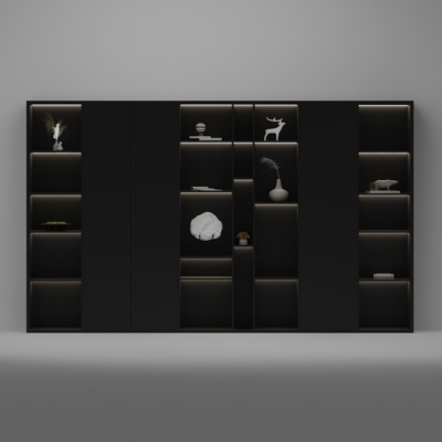 Tủ giám đốc cao cấp cánh kín kết hợp khoang mở trang trí DKTGD82