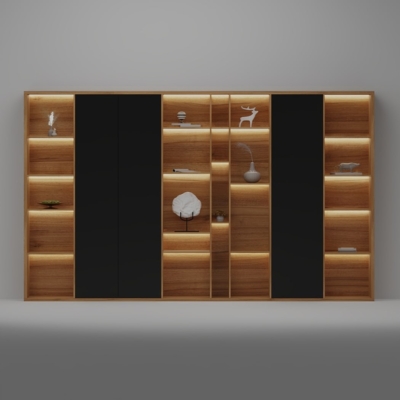 Tủ giám đốc cao cấp cánh kín kết hợp khoang mở trang trí DKTGD82