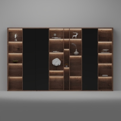 Tủ giám đốc cao cấp cánh kín kết hợp khoang mở trang trí DKTGD82