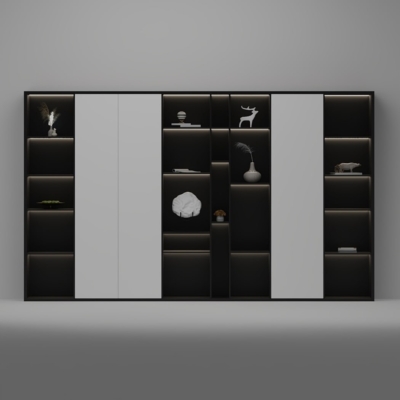 Tủ giám đốc cao cấp cánh kín kết hợp khoang mở trang trí DKTGD82