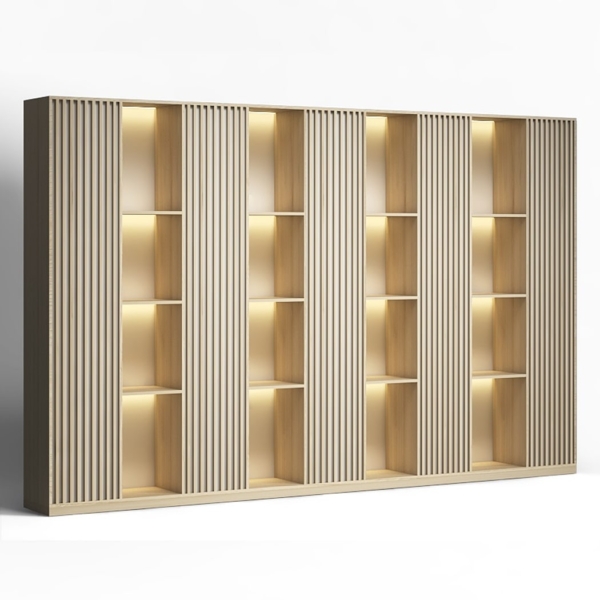 Tủ giám đốc nan gỗ cao cấp tích hợp đèn LED DKTGD84