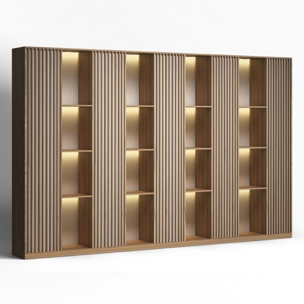 Tủ giám đốc nan gỗ cao cấp tích hợp đèn LED DKTGD84