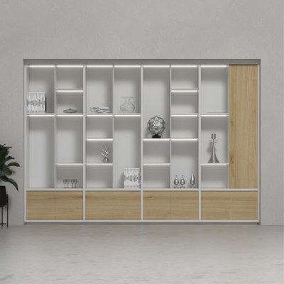 Tủ giám đốc gỗ công nghiệp kết hợp khoang trưng bày đẹp mắt DKTGD86