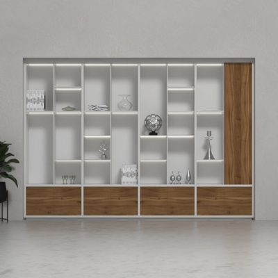 Tủ giám đốc gỗ công nghiệp kết hợp khoang trưng bày đẹp mắt DKTGD86