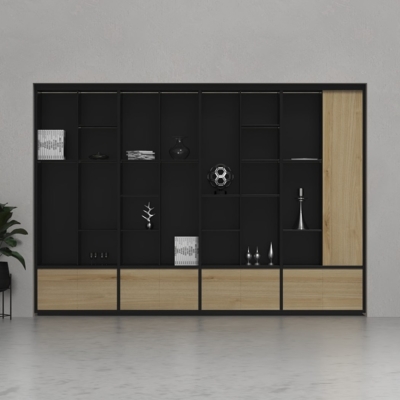 Tủ giám đốc gỗ công nghiệp kết hợp khoang trưng bày đẹp mắt DKTGD86