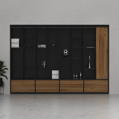 Tủ giám đốc gỗ công nghiệp kết hợp khoang trưng bày đẹp mắt DKTGD86