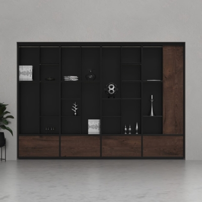 Tủ giám đốc gỗ công nghiệp kết hợp khoang trưng bày đẹp mắt DKTGD86