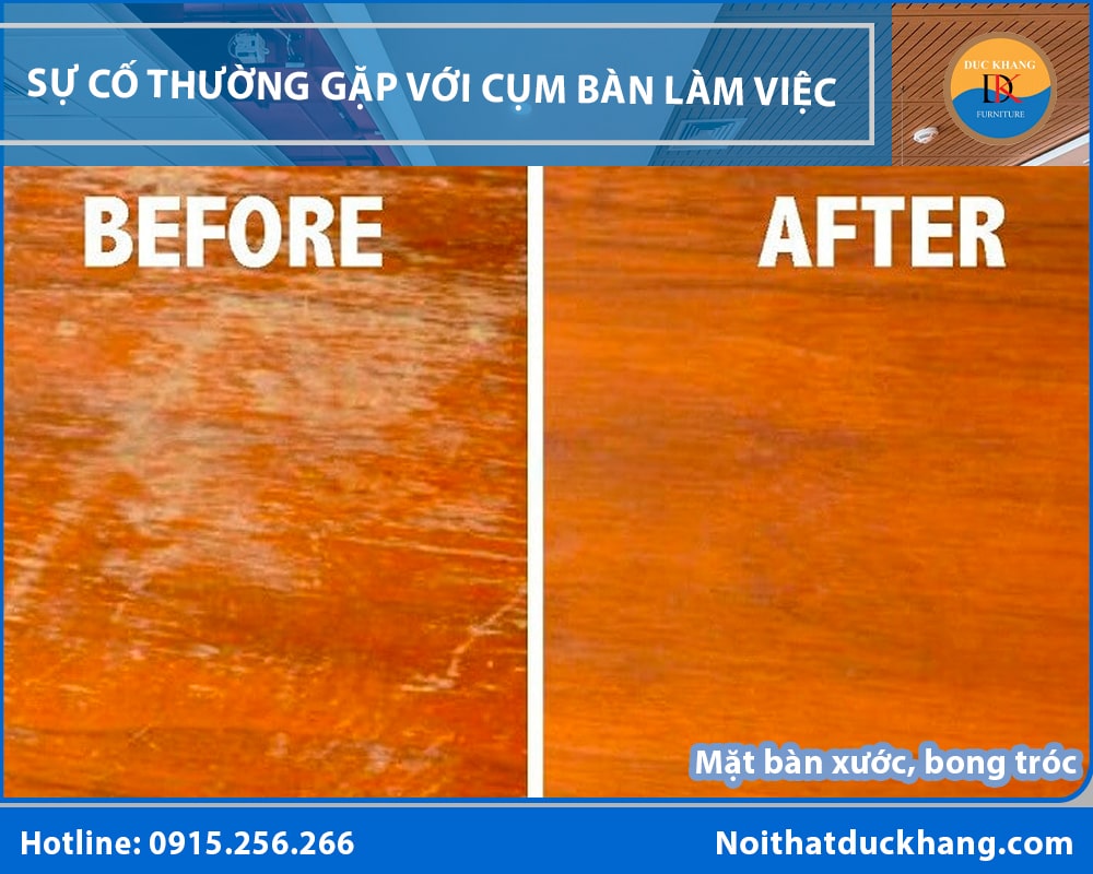 Mặt bàn xước, bong tróc