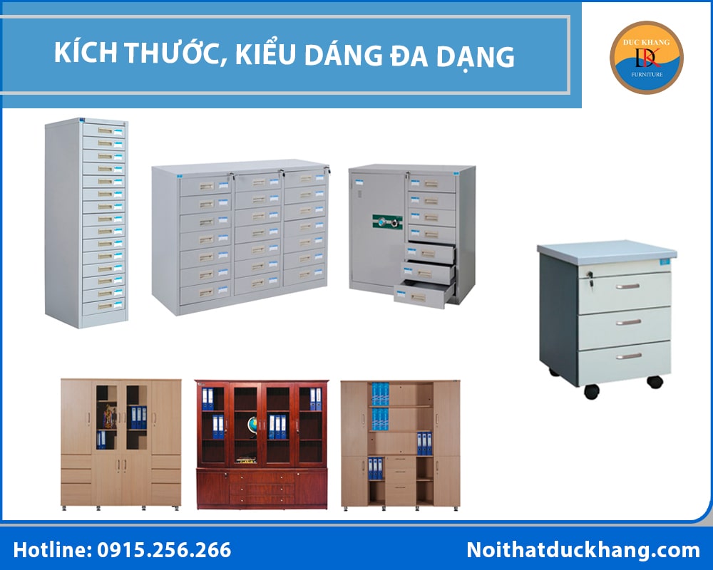 Kích thước, kiểu dáng tủ tài liệu đa dạng Kích thước, kiểu dáng tủ tài liệu đa dạng