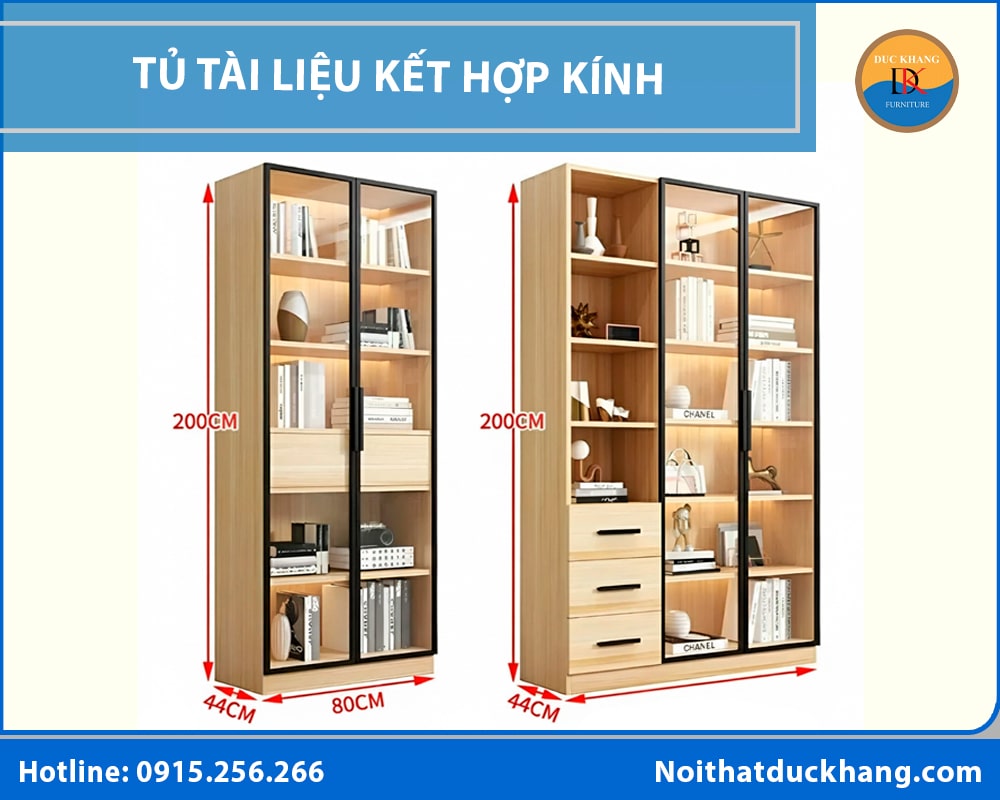 Tủ tài liệu kết hợp kính Tủ tài liệu kết hợp kính