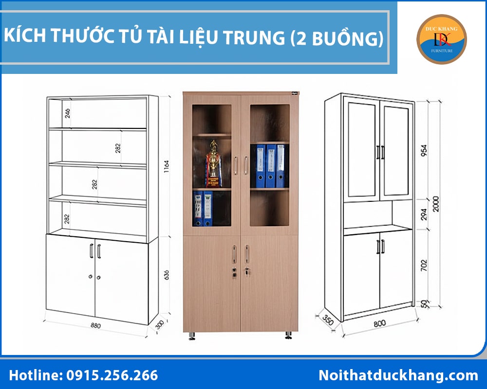 Tủ tài liệu trung (2 buồng)