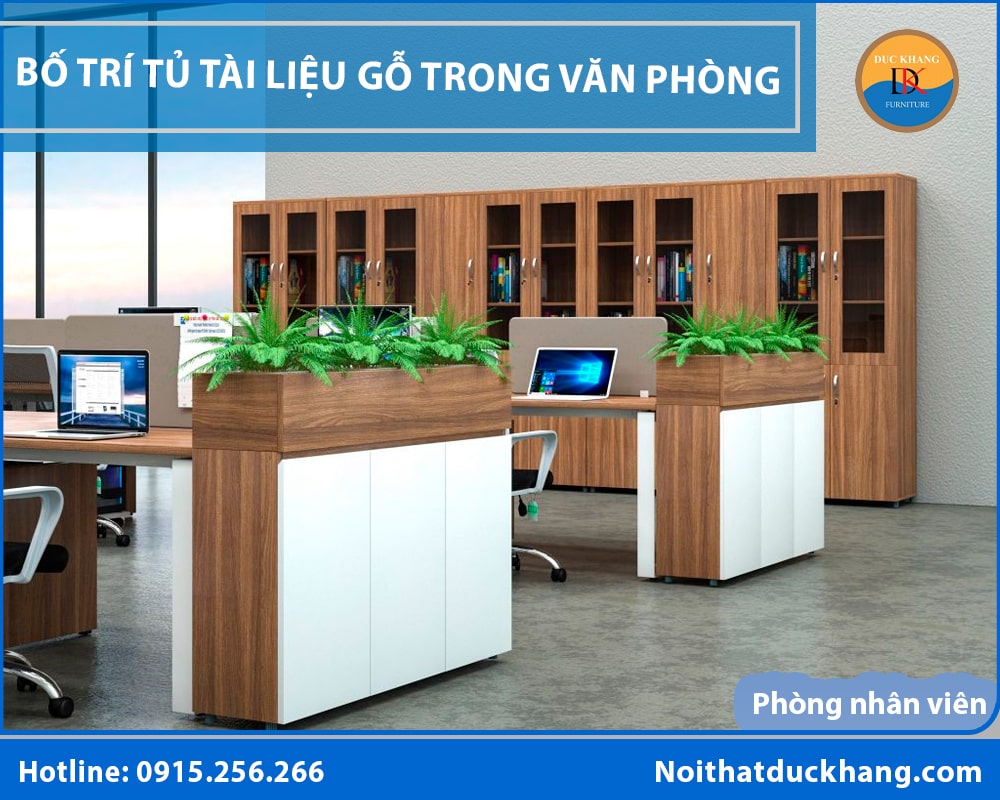 Cách bố trí tủ tài liệu gỗ trong văn phòng - Phòng nhân viên