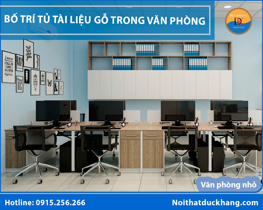 Cách bố trí tủ tài liệu gỗ trong văn phòng - Văn phòng nhỏ