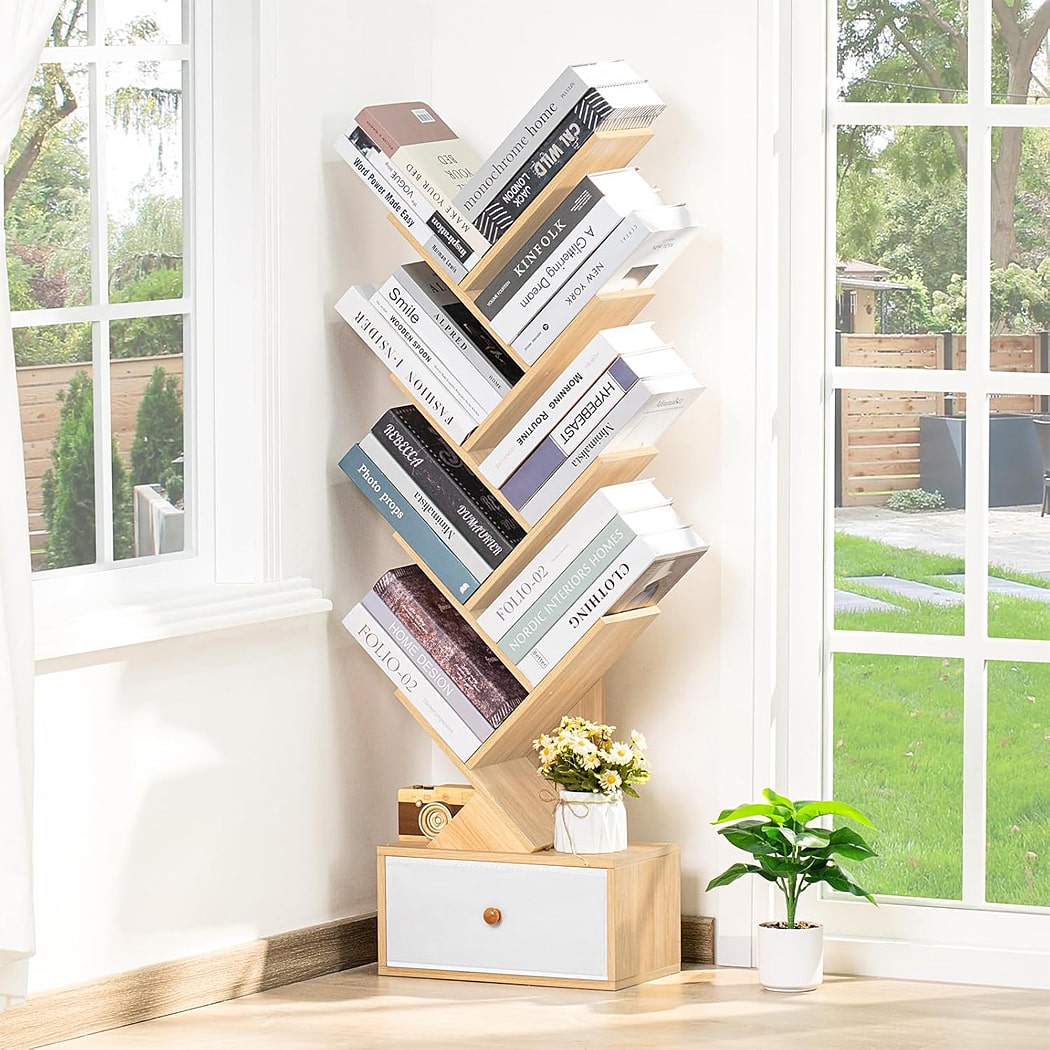 Kệ sách mini dáng cây 8 tầng có ngăn kéo tiện lợi DKFKS01 Kệ sách mini dáng cây 8 tầng có ngăn kéo tiện lợi DKFKS01