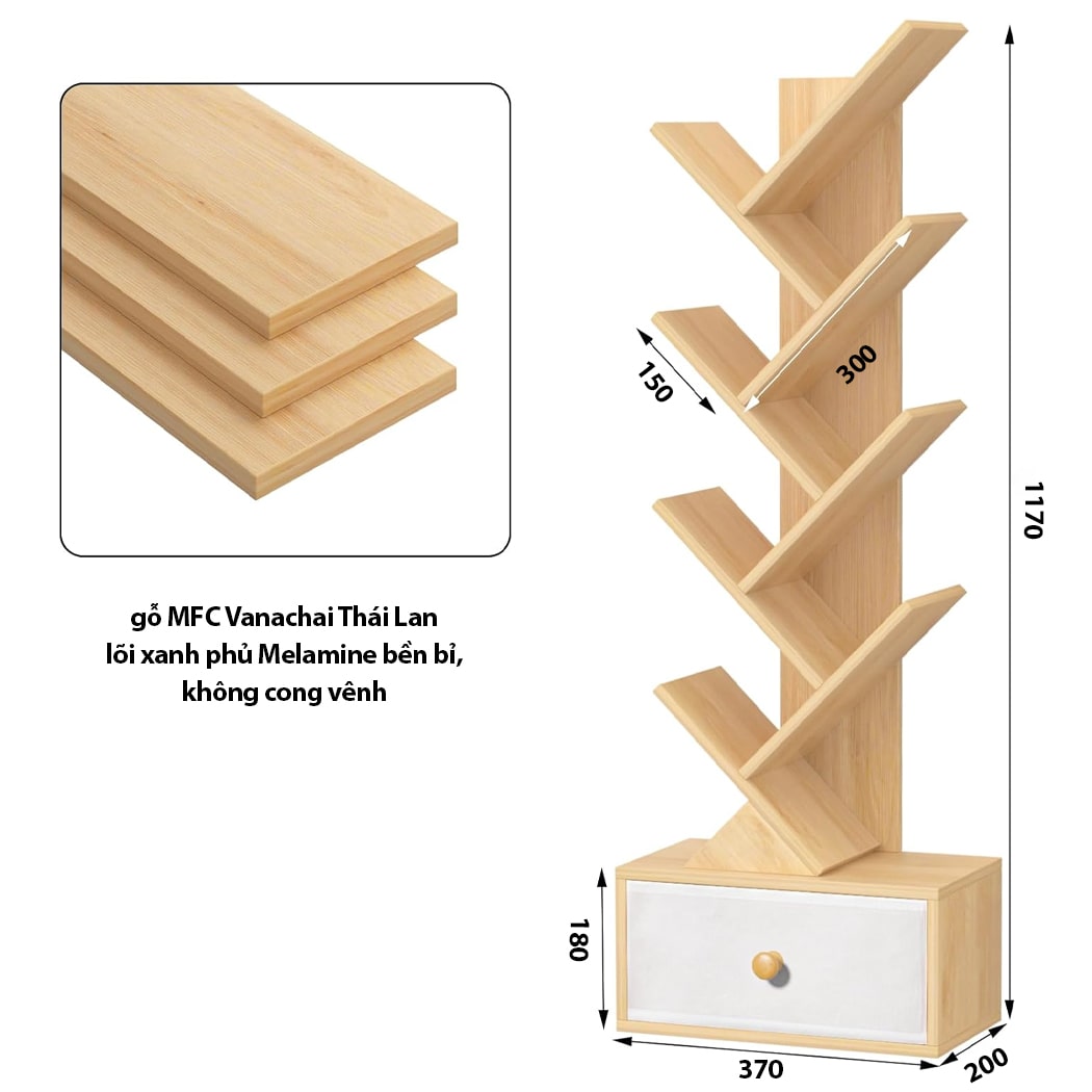 Kệ sách mini dáng cây 8 tầng có ngăn kéo tiện lợi DKFKS01 Kệ sách mini dáng cây 8 tầng có ngăn kéo tiện lợi DKFKS01