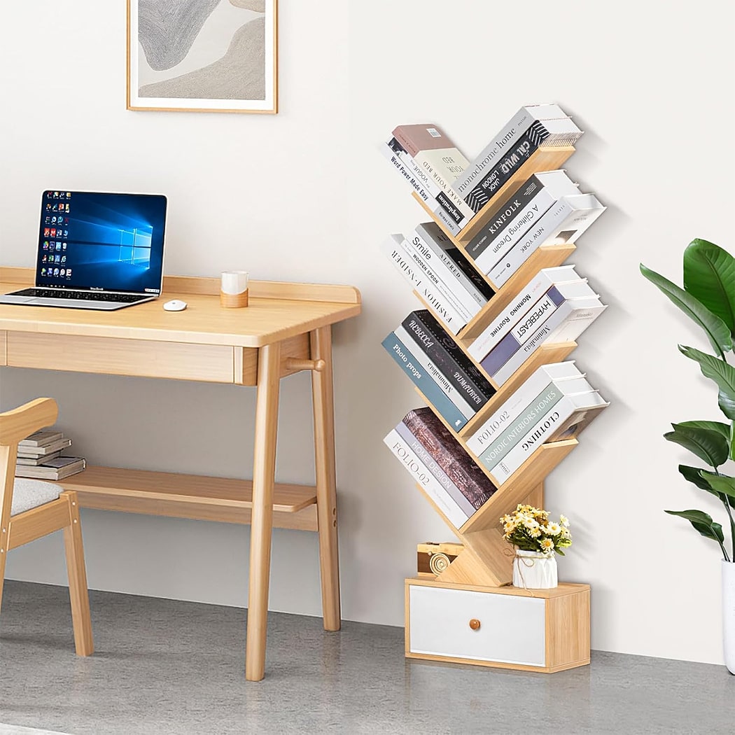 Kệ sách mini dáng cây 8 tầng có ngăn kéo tiện lợi DKFKS01 Kệ sách mini dáng cây 8 tầng có ngăn kéo tiện lợi DKFKS01