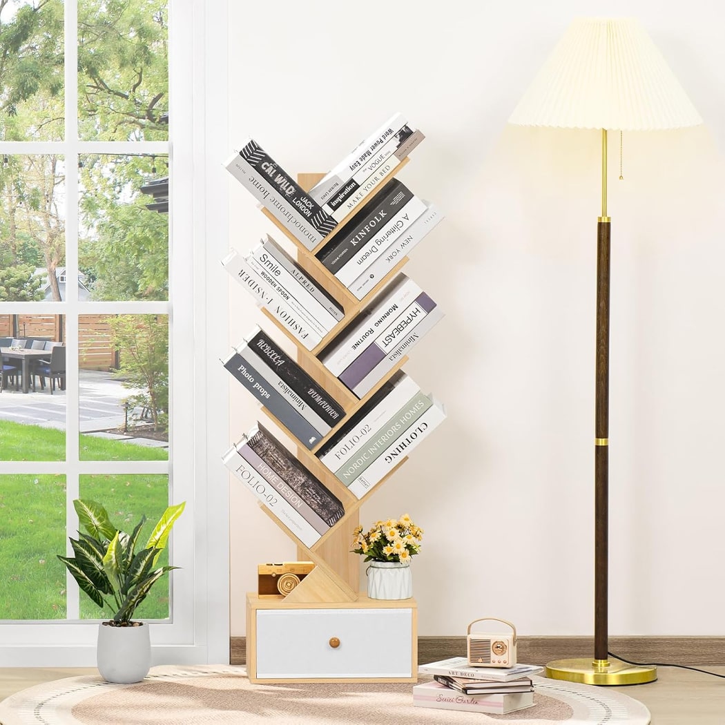 Kệ sách mini dáng cây 8 tầng có ngăn kéo tiện lợi DKFKS01 Kệ sách mini dáng cây 8 tầng có ngăn kéo tiện lợi DKFKS01