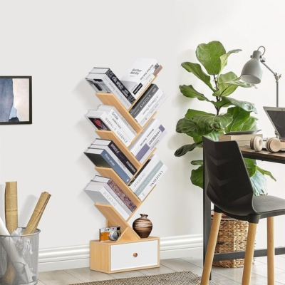 Kệ sách mini dáng cây 8 tầng có ngăn kéo tiện lợi DKFKS01
