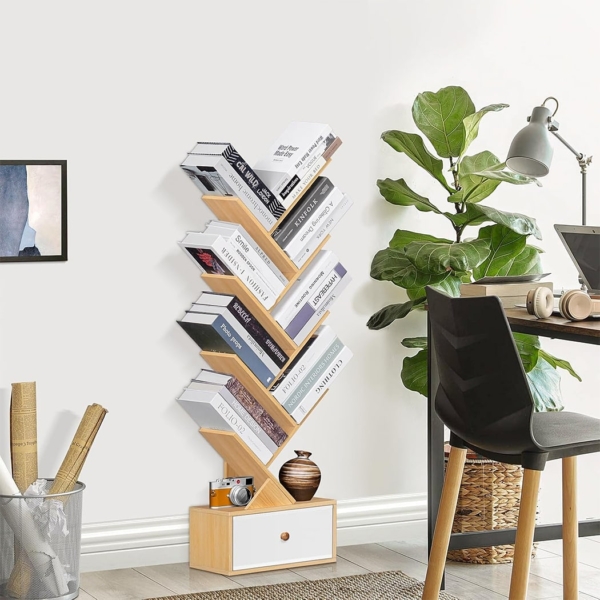 Kệ sách mini dáng cây 8 tầng có ngăn kéo tiện lợi DKFKS01